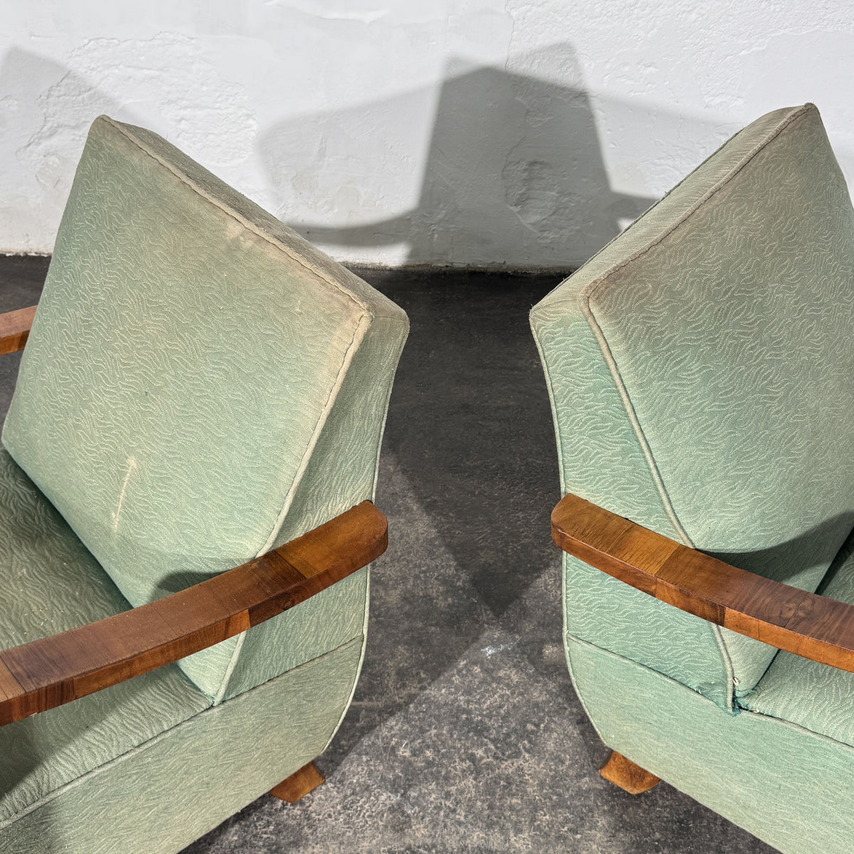 Pair of Art Deco Style Armchairs with Veneered Arms, 1960s