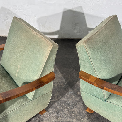 Pair of Art Deco Style Armchairs with Veneered Arms, 1960s