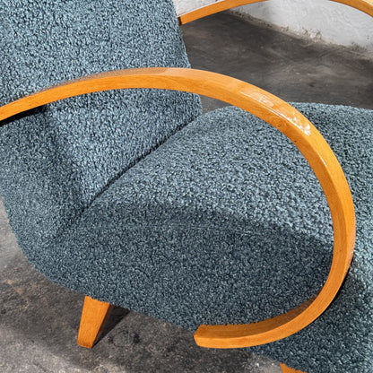 Pair of Jindřich Halabala H-410 Armchairs by UP Závody, 1930s