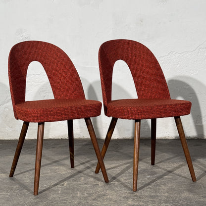 Set of 4 Red Upholstered Dining Chairs, Attributed to Antonín Šuman, Czechoslovakia, 1960s