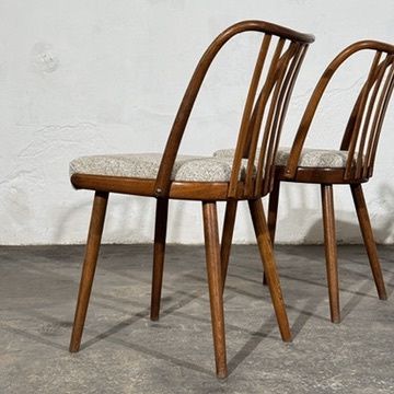 Set of 4 Jitona Bentwood Dining Chairs with New Upholstery, 1960s