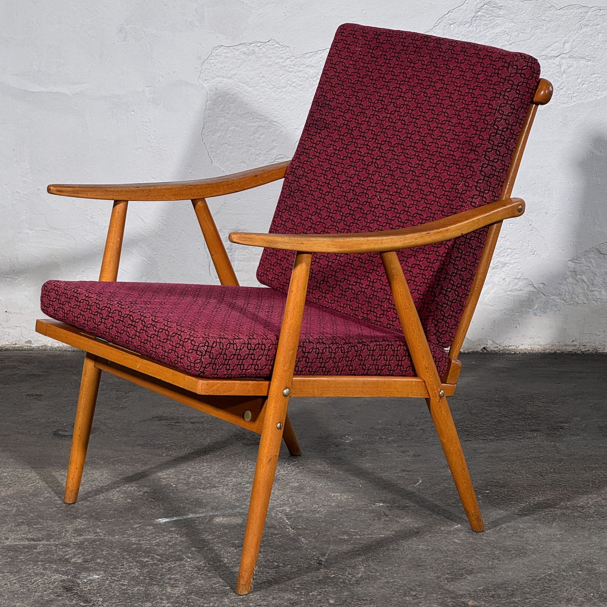 TON Style Beech Armchairs, Pair, 1960s