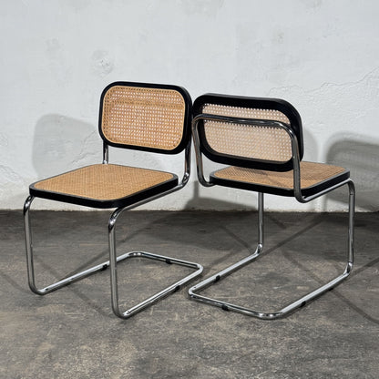 Set of 4 Cesca-Style Dining Chairs, Inspired by Marcel Breuer, 1990s