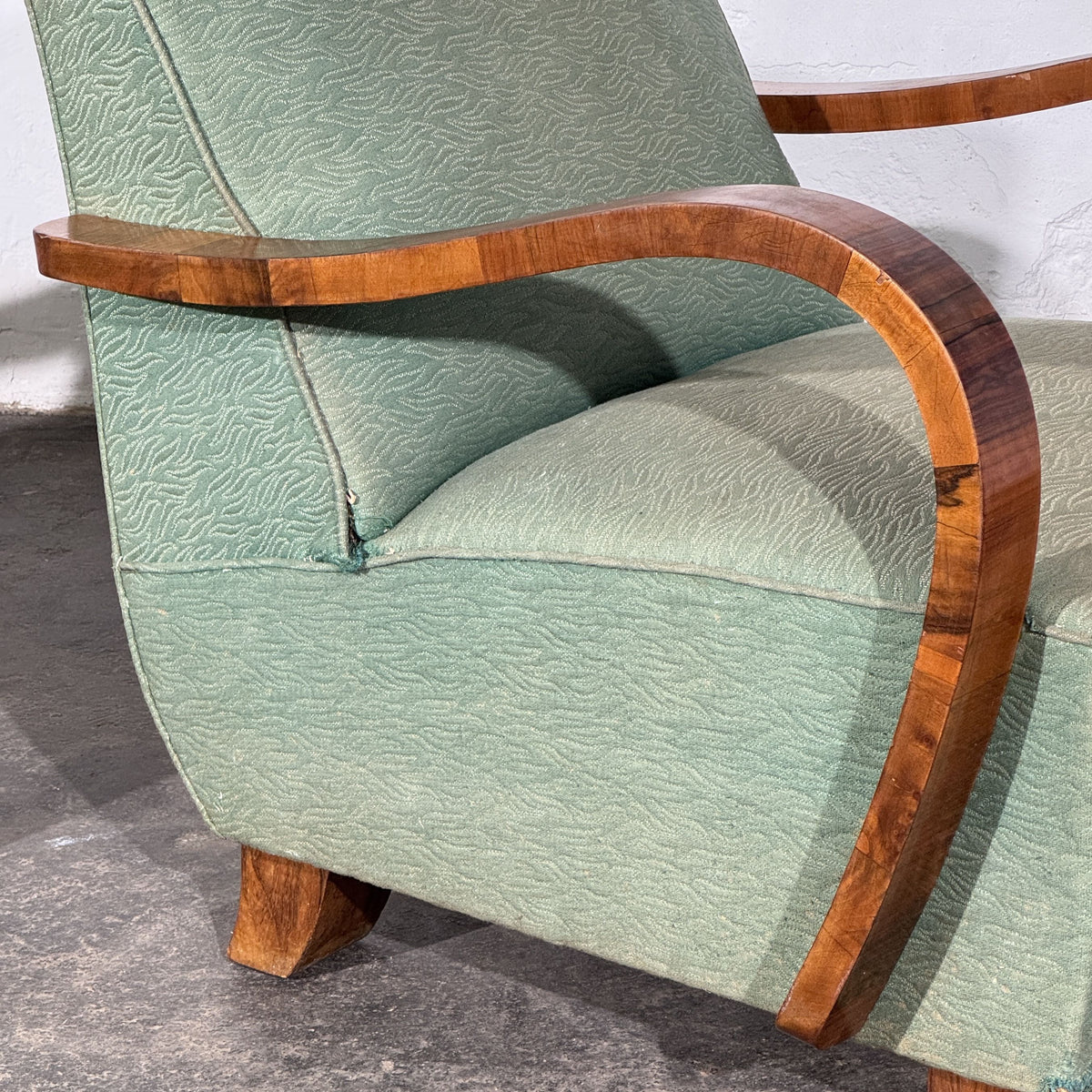 Pair of Art Deco Style Armchairs with Veneered Arms, 1960s