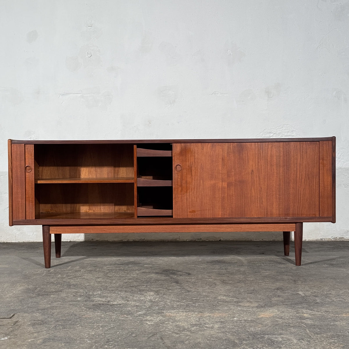 Danish Teak Tambour Sideboard, Attributed to Svend Aage Larsen for Faarup Møbelfabrik, 1960s