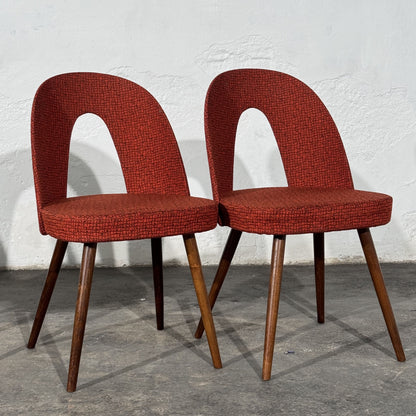 Set of 4 Red Upholstered Dining Chairs, Attributed to Antonín Šuman, Czechoslovakia, 1960s