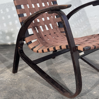 Pair of Bentwood Webbing Armchairs, Attributed to Jan Vaněk for UP Závody, 1930s