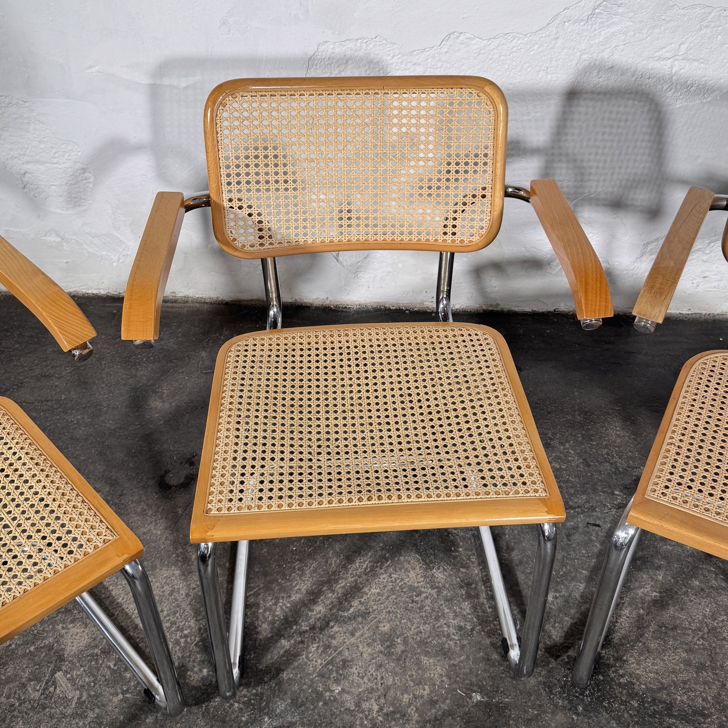 Cesca Style Cane Armchairs by Marcel Breuer, Set of 4, 1990s