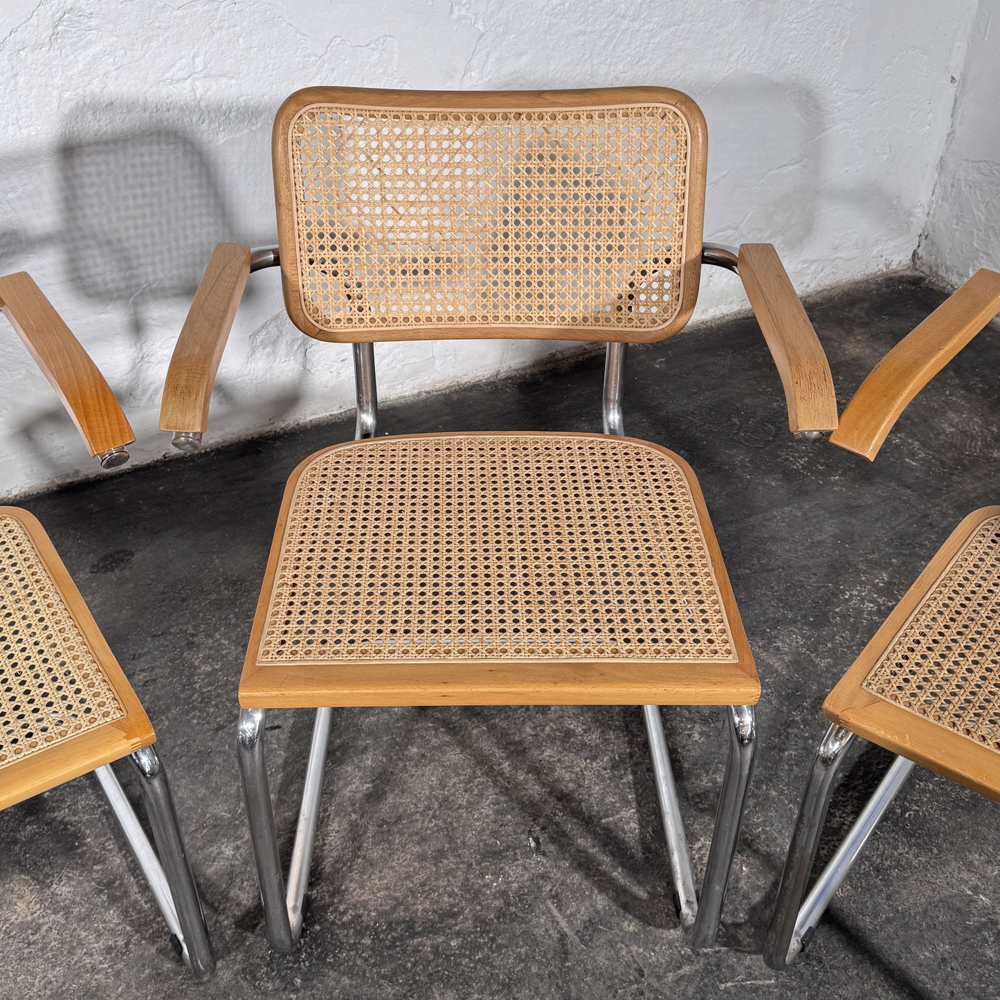 Cesca Style Cane Armchairs by Marcel Breuer, Set of 4, 1990s