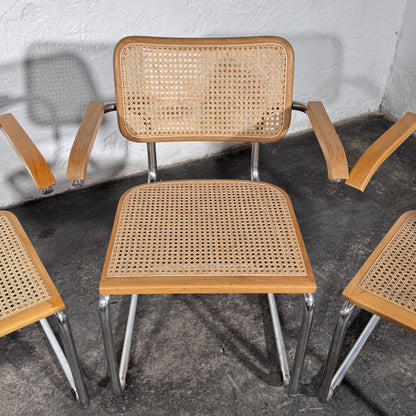 Cesca Style Cane Armchairs by Marcel Breuer, Set of 4, 1990s