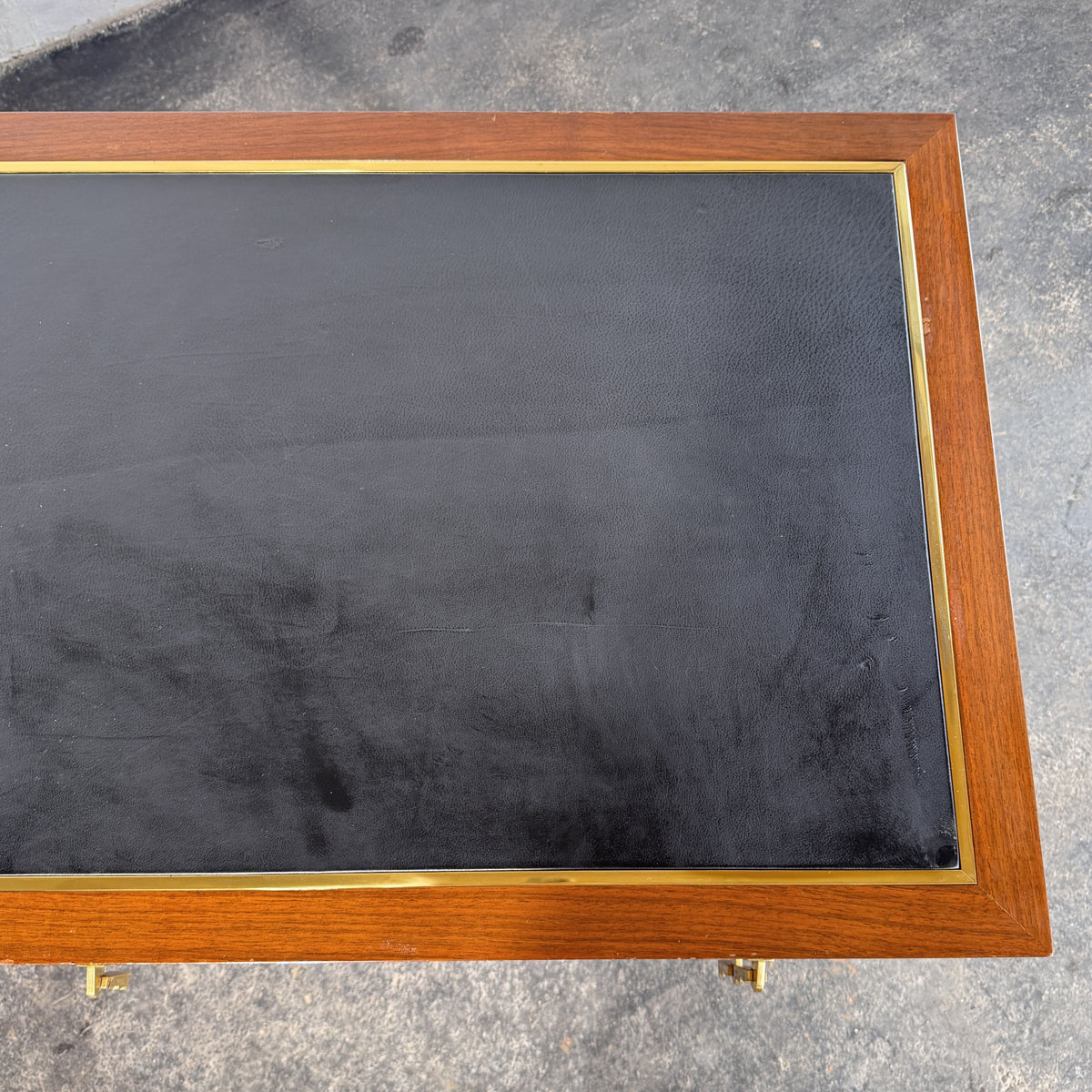 Burl Walnut Writing Desk with Leather Top by FEKA, 1970s