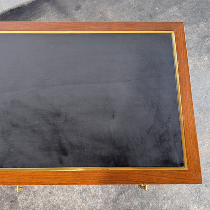 Burl Walnut Writing Desk with Leather Top by FEKA, 1970s
