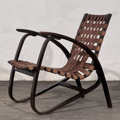 Pair of Bentwood Webbing Armchairs, Attributed to Jan Vaněk for UP Závody, 1930s