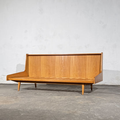 Dřevotvar Pardubice Oak Sofa Bed, Czechoslovakia, 1960s