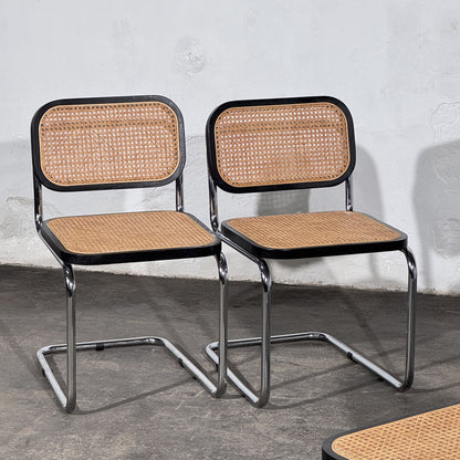 Set of 4 Cesca-Style Dining Chairs, Inspired by Marcel Breuer, 1990s