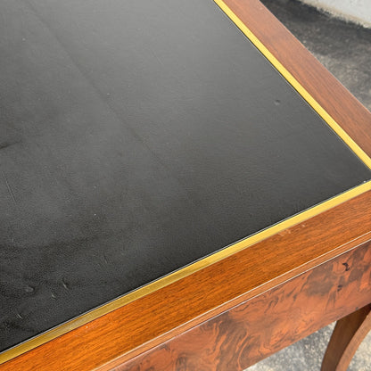 Burl Walnut Writing Desk with Leather Top by FEKA, 1970s