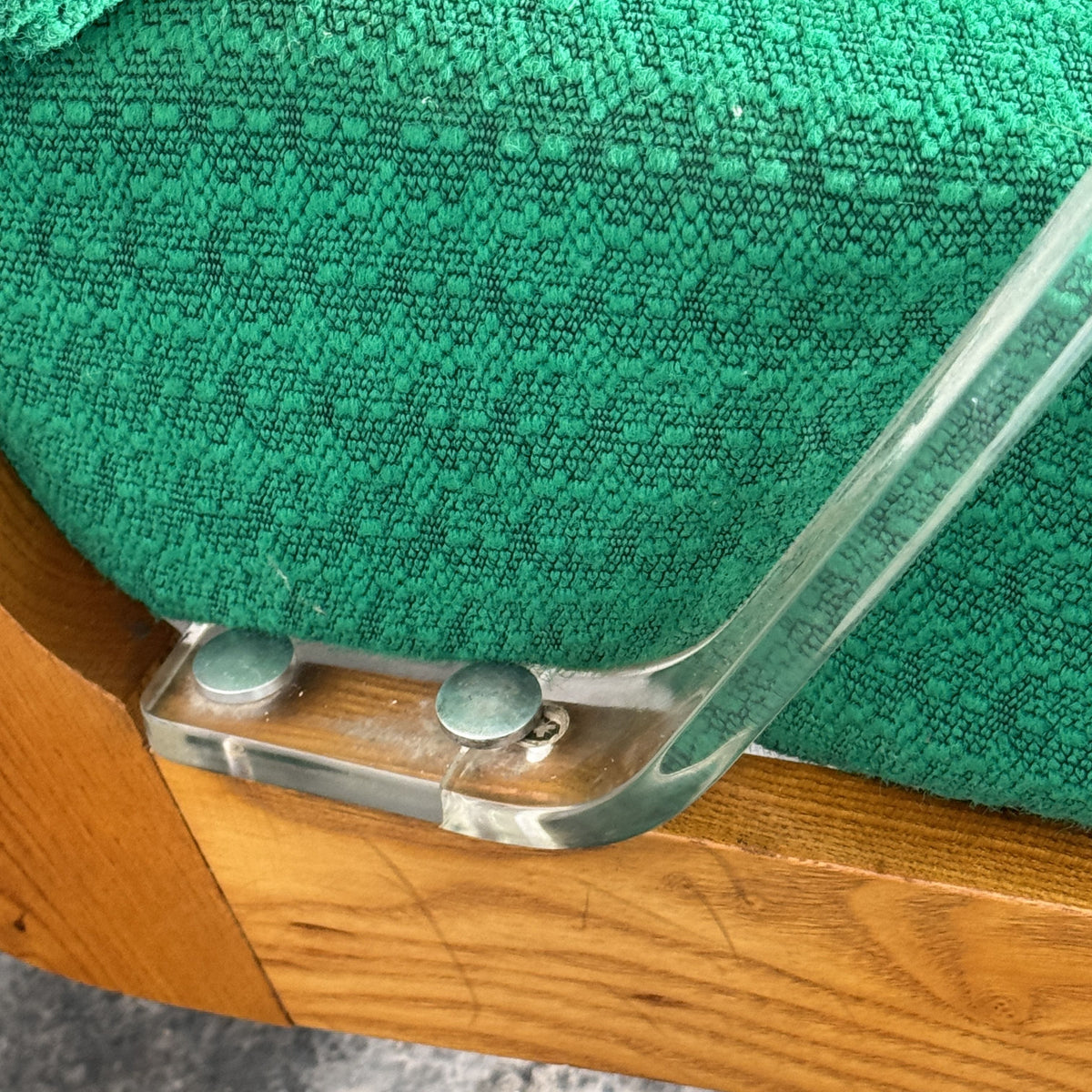 Pair of Green Armchairs with Lucite Armrests, Attributed to ULUV, Czechoslovakia, 1960s