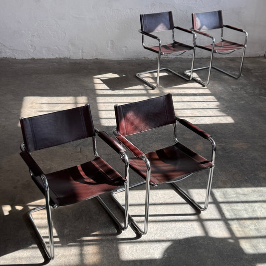 Set of 4 MG5 Leather Chairs by Matteo Grassi, 1970