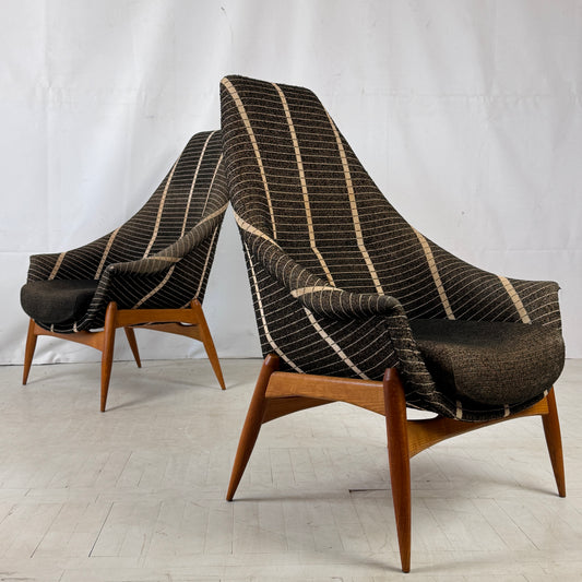 Pair of Julia Gaubek High-Back Armchairs, 1960s