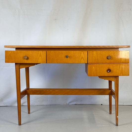 Vintage Hungarian Writing Desk, 1960s — Spacious with Lockable Drawer