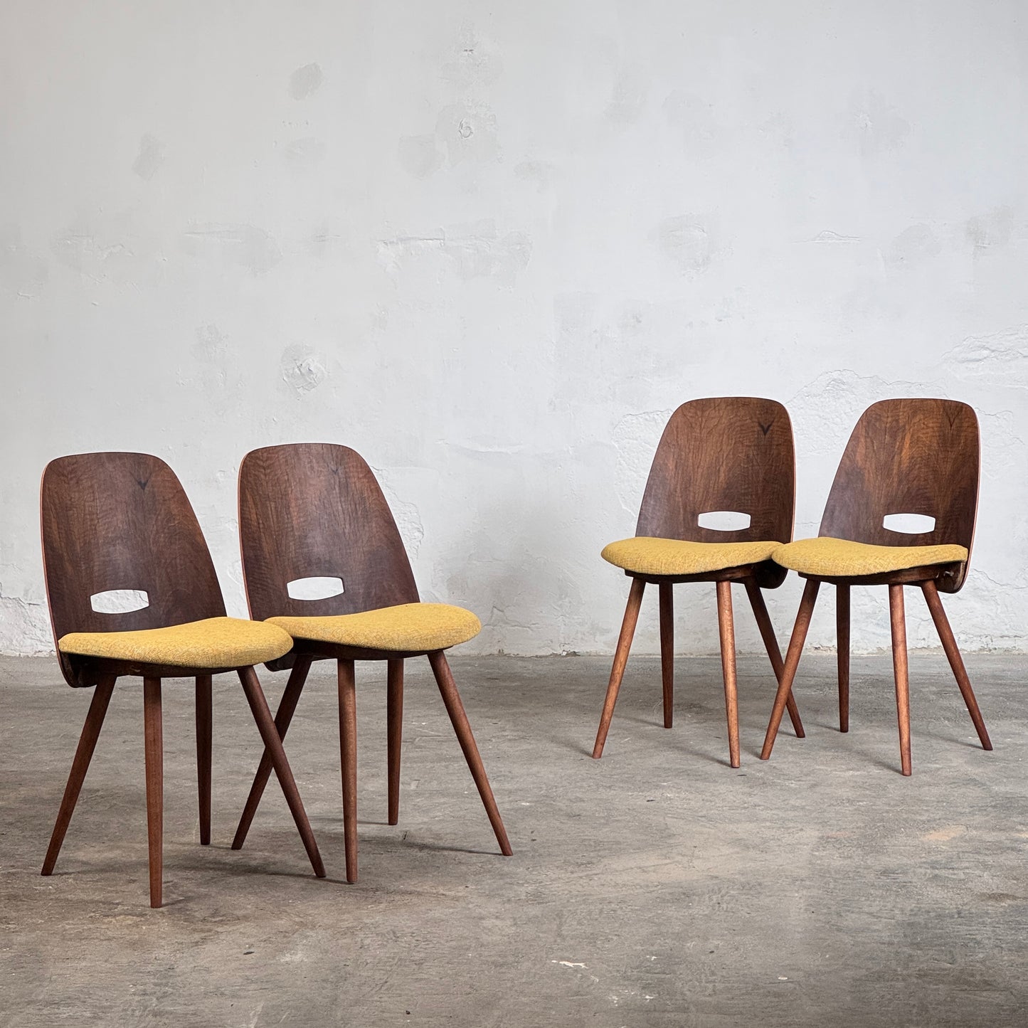 Set of 4 Fully Refurbished “Lollipop” Chairs by František Jirák for Tatra Nábytok, 1960s