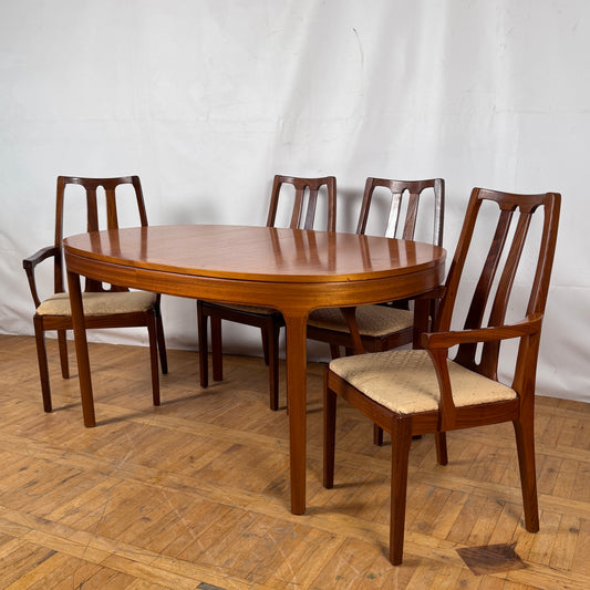 Vintage Nathan Oval Teak Dining Table with Butterfly Extension, 1970s — Mid-Century Modern