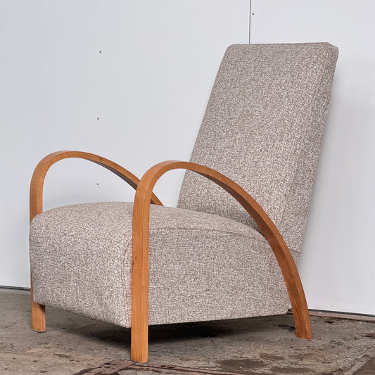 French Art Deco Armchair with Extra-High Backrest, 1930s — Fully Refurbished