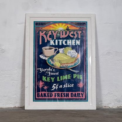 Key West Kitchen Paper Poster, Framed – Vintage Wall Art