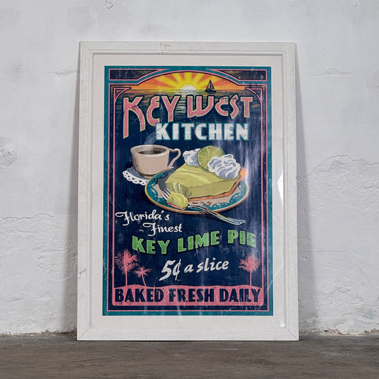 Key West Kitchen Paper Poster, Framed – Vintage Wall Art