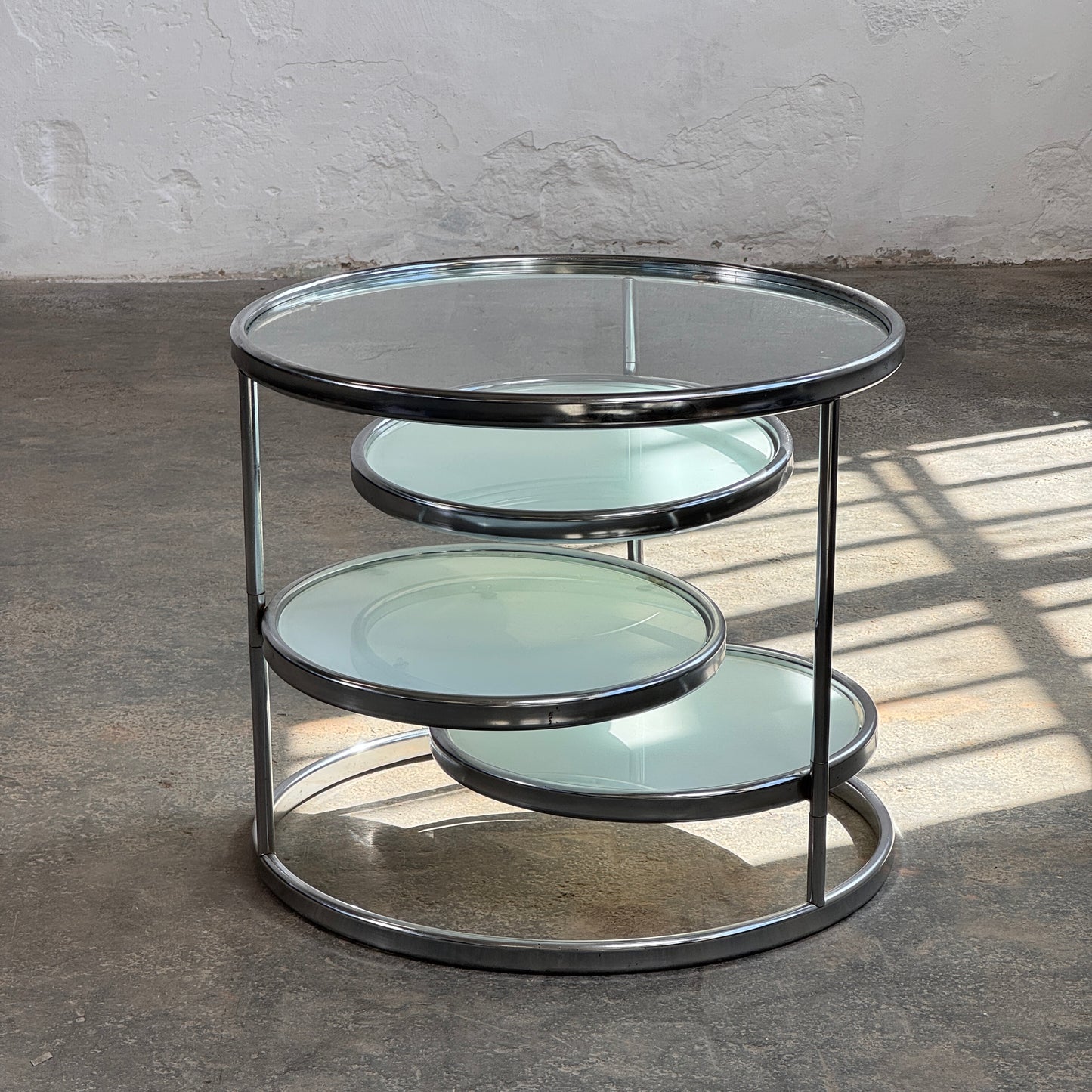 Milo Baughman Style Chrome and Glass Coffee Table, 1990
