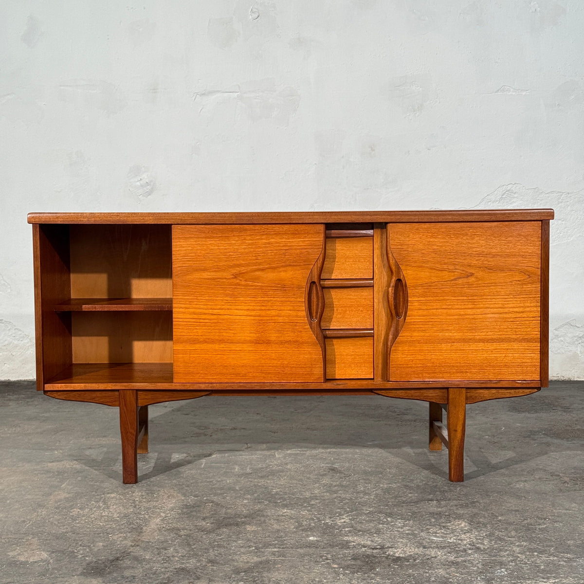 British Teak Sideboard with Sliding Doors, 1960s
