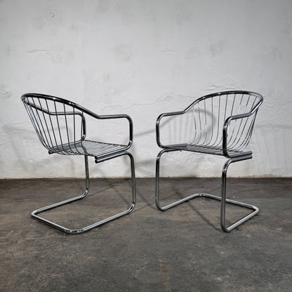 Set of 4 Cantilever Dining Chairs in the Style of Gastone Rinaldi