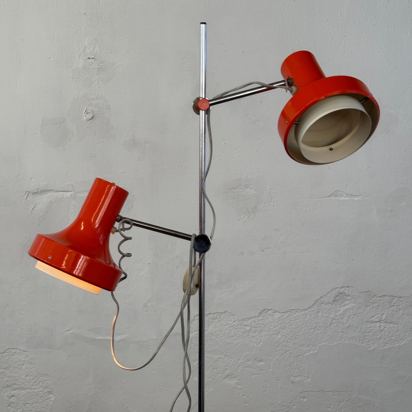 Josef Hurka Orange Double-Shade Floor Lamp, 1960s