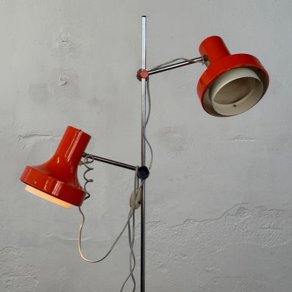 Josef Hurka Orange Double-Shade Floor Lamp, 1960s