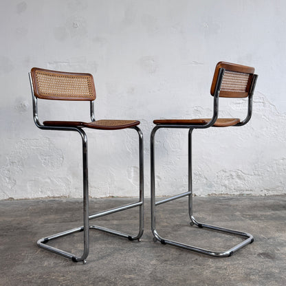 Pair of Marcel Breuer "Cesca" Style Cantilever Barstool, 1980