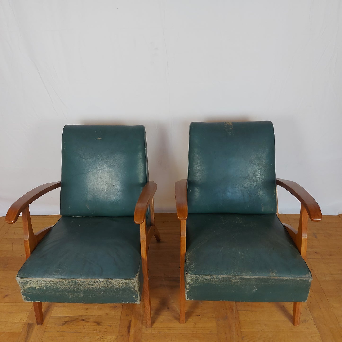 pair of Yugoslavian mid-century leather armchair 1960s