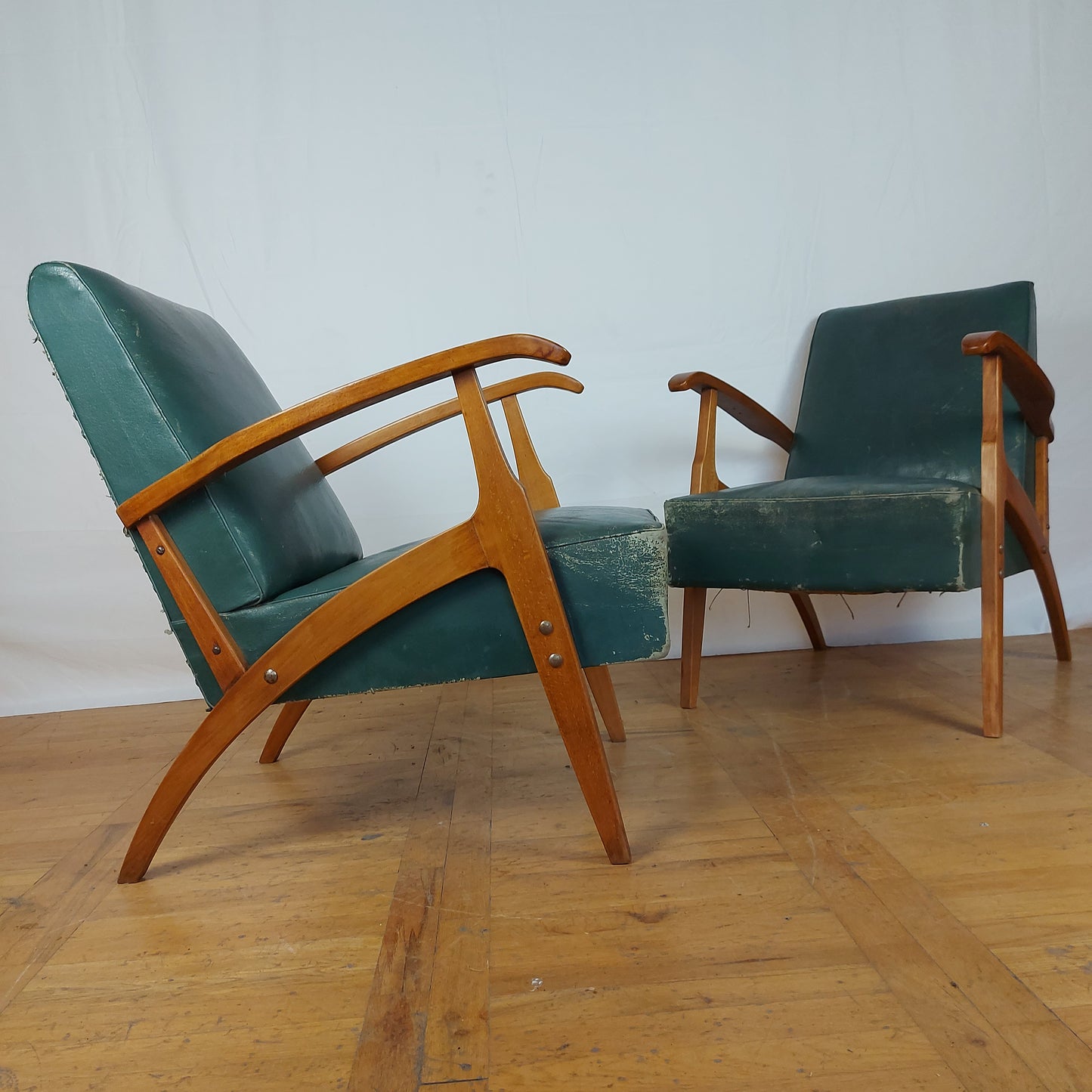 pair of Yugoslavian mid-century leather armchair 1960s