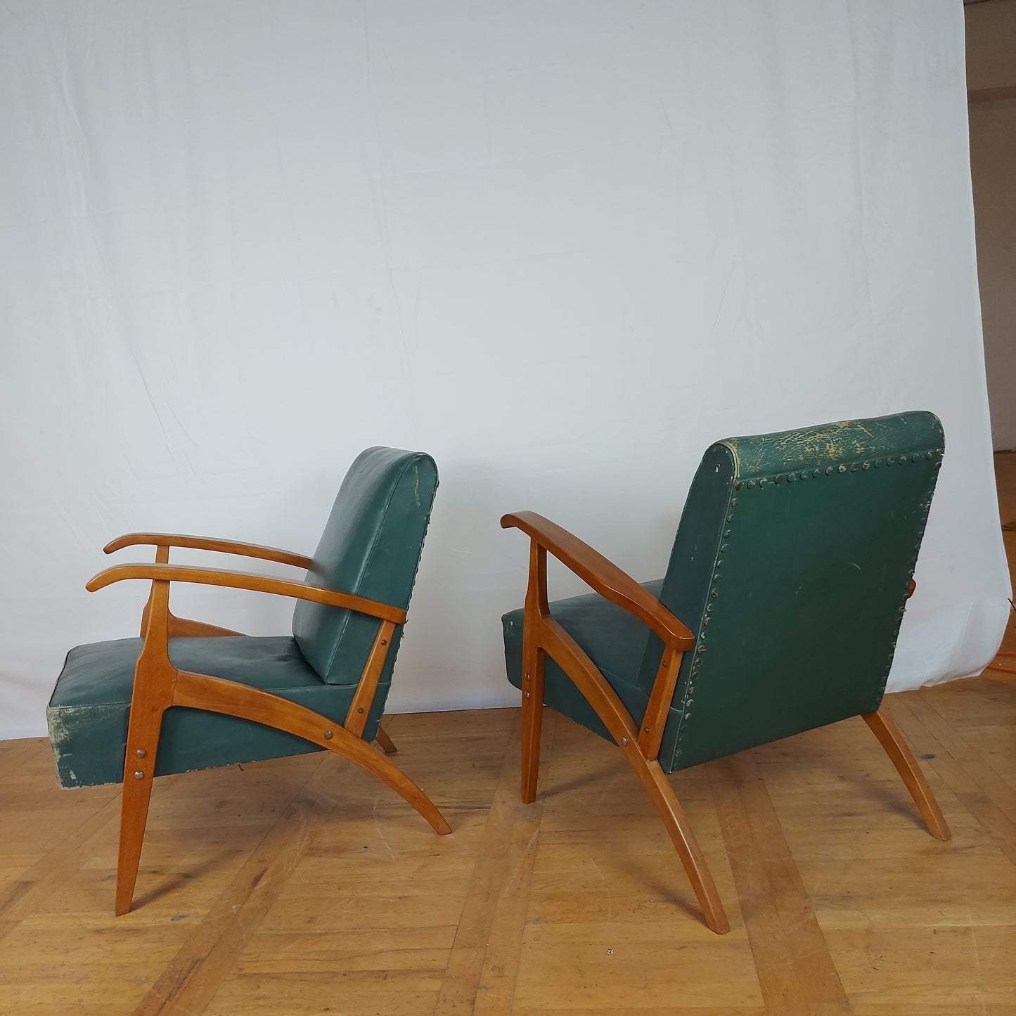 pair of Yugoslavian mid-century leather armchair 1960s