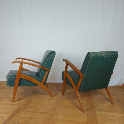 pair of Yugoslavian mid-century leather armchair 1960s