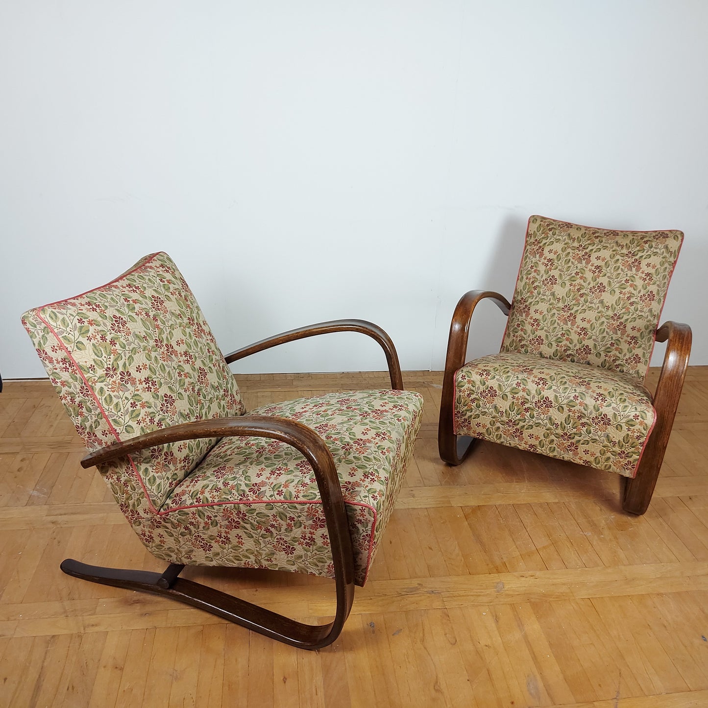 Pair of H-269 type armchair by J. Halabala for UP Zavody 1930s