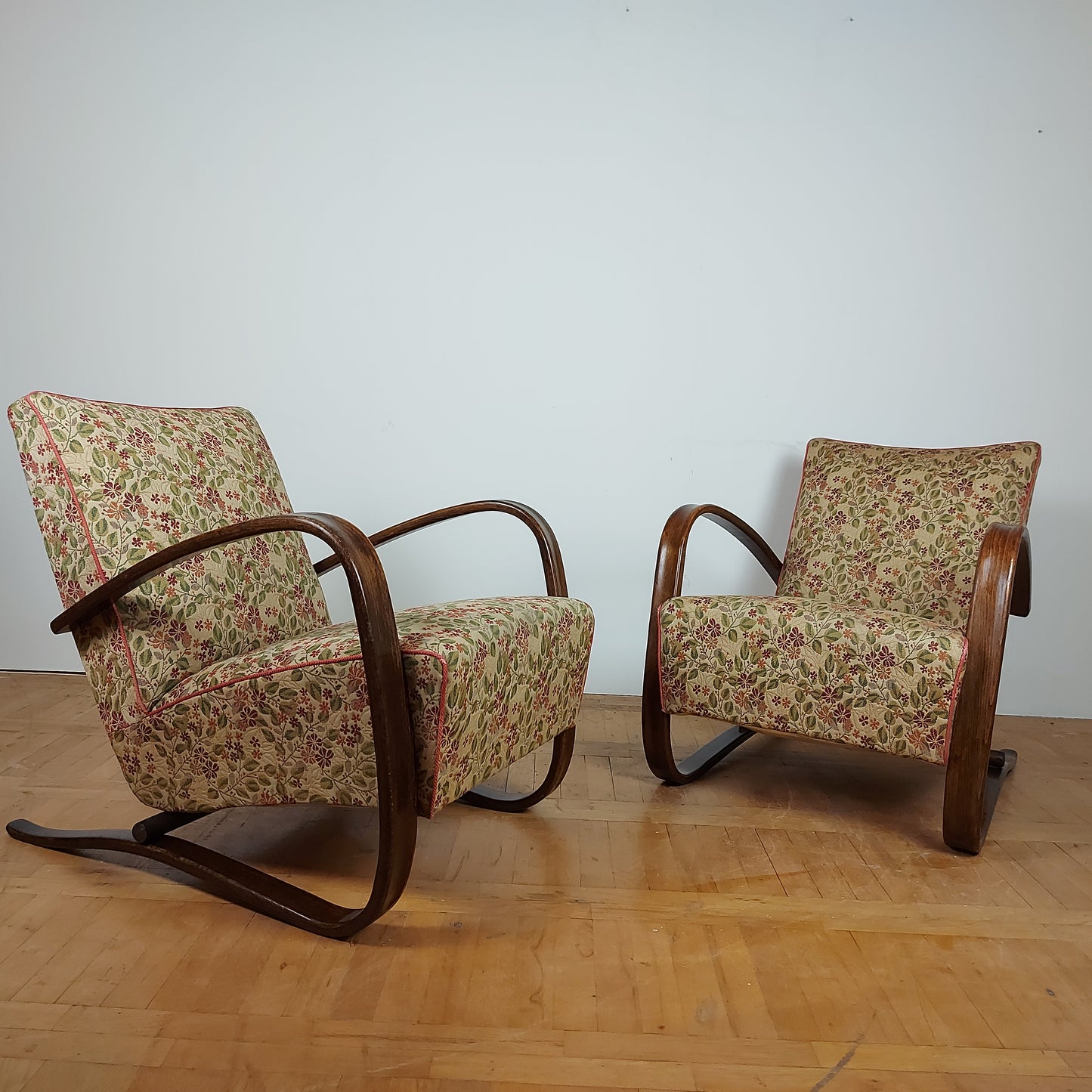 Pair of H-269 type armchair by J. Halabala for UP Zavody 1930s