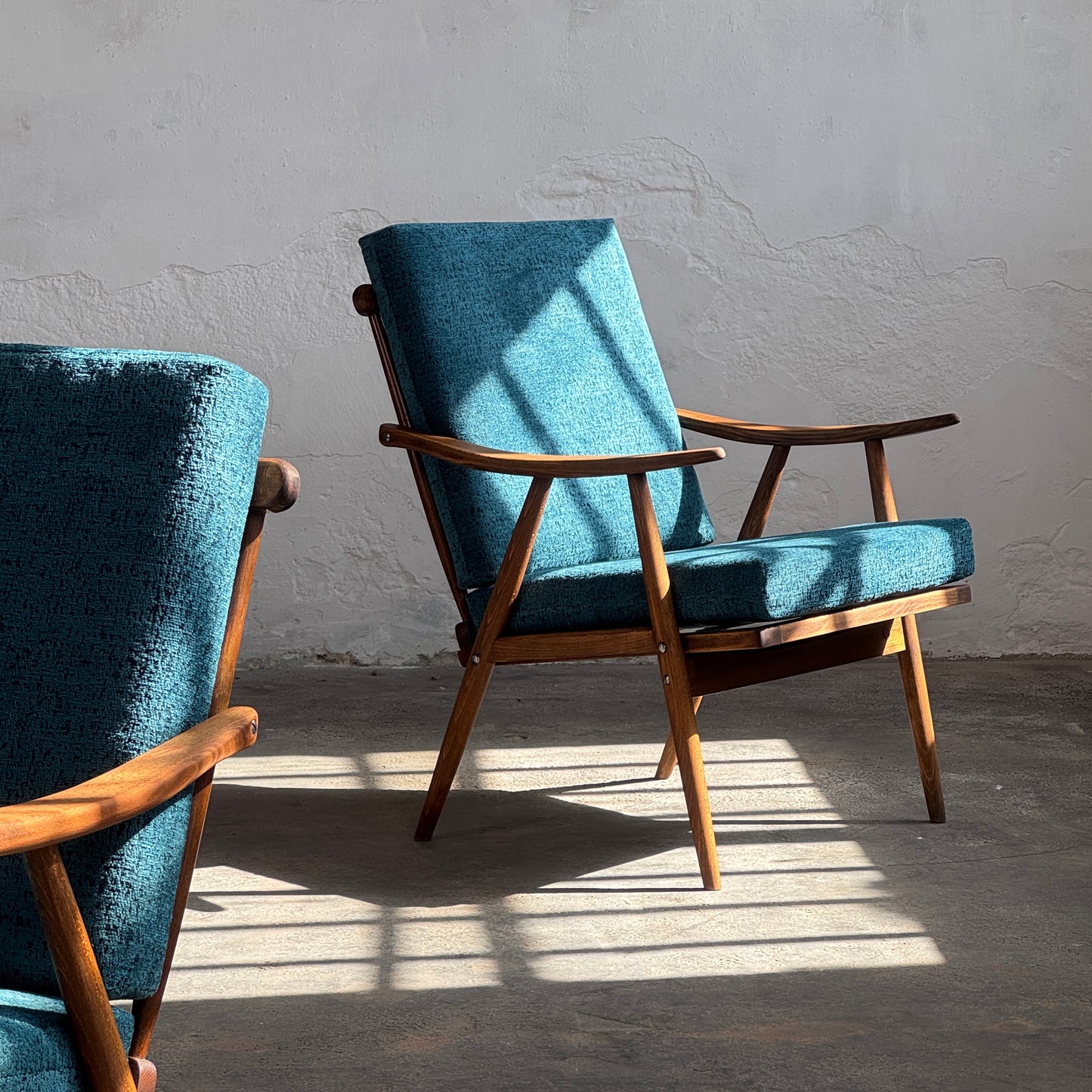 Pair of Fully Refurbished Czechoslovakian TON Lounge Chairs, 1960