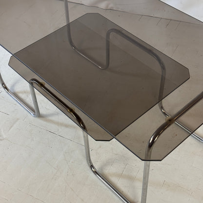 Bauhaus Dark Smoked Glass Coffee Table, 1960s