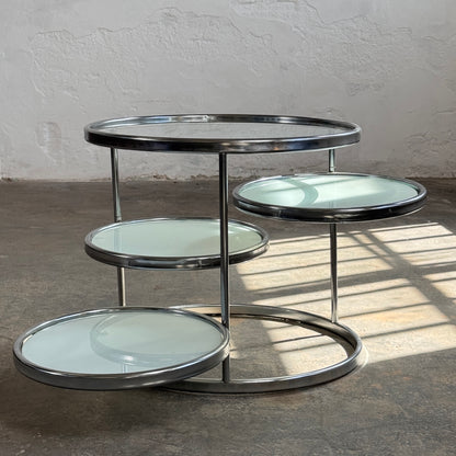 Milo Baughman Style Chrome and Glass Coffee Table, 1990
