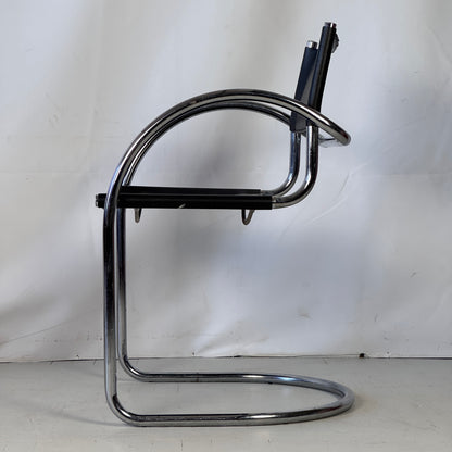 Bauhaus Tubular Steel Chair with Black Leather, 1960s