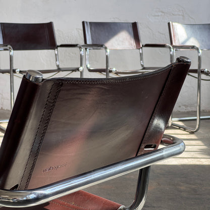 Set of 4 MG5 Leather Chairs by Matteo Grassi, 1970