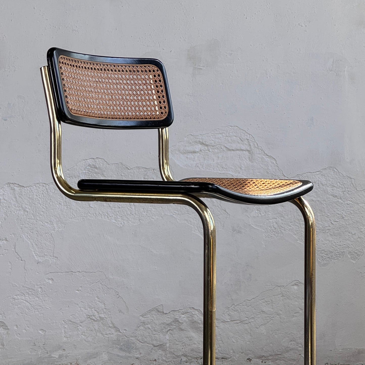 Marcel Breuer "Cesca" Style Brass-Tone Barstool, 1980