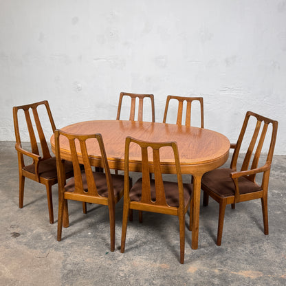 Set of 6 Nathan Dining Chairs with Armchairs, 1970