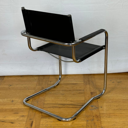 Marcel Breuer MG5 style black tubular chair 1990s