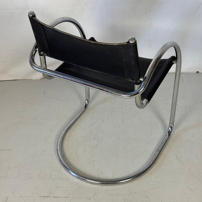 Bauhaus Tubular Steel Chair with Black Leather, 1960s